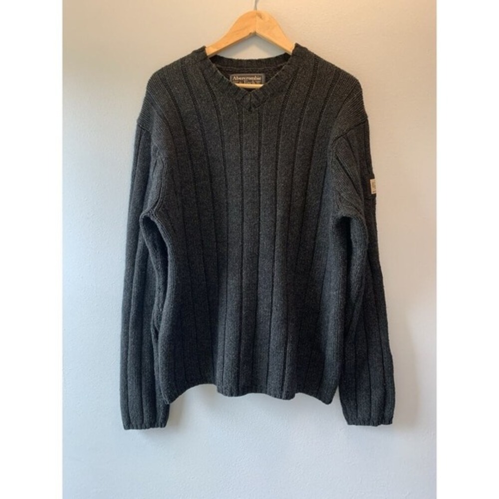 Abercrombie Fitch Wool Pullover Size XL Sweater Cableknit Fisherman Grandpa